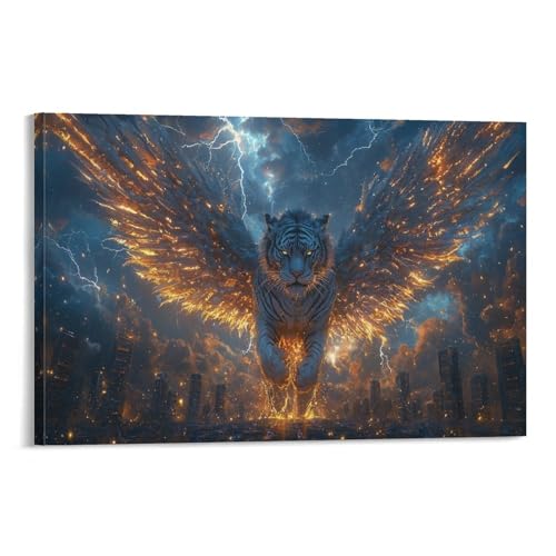 Photos d'oeuvres d'art tigre YYVKPMLXC pour revitaliser un mur blanc de chambre