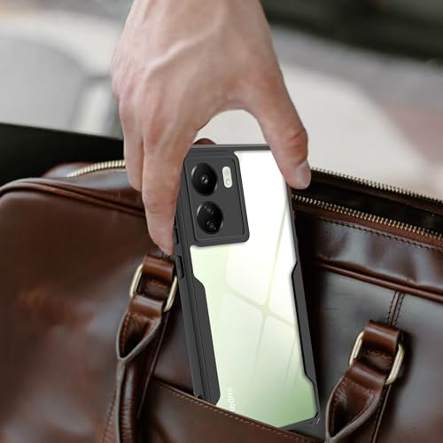 Image of A rtistque Clear Hard Transparent Acrylic Armor Back Cover Case for Redmi 13C 4G / Poco C65 4G | Shockproof TPU Edge Protection | Slim Protective Design | Redmi 13C Back Cover - Black