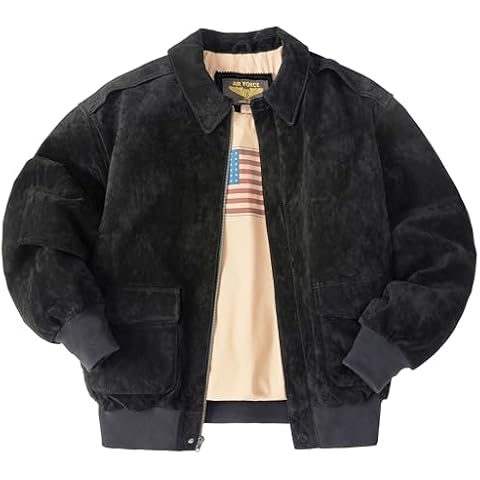 Landing Leathers Men Air Force A-2 Leather Flight Bomber Jacket (Also available in Big & Tall), Suede Black, 4XLT Big Tall Cover