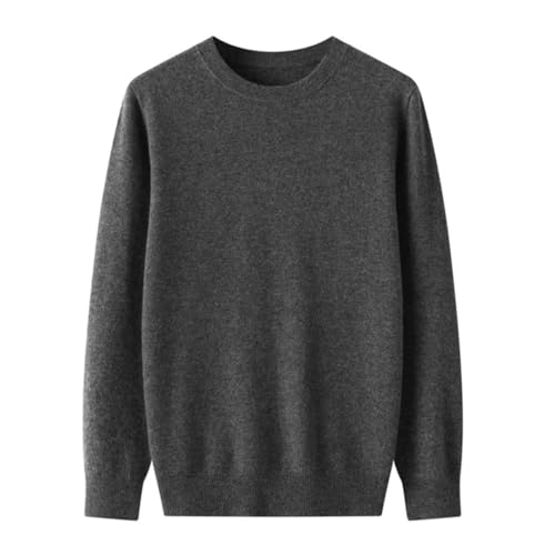 Men's Winter Solid Wool Pullover Sweater Men O-Neck Long-Sleeve Cashmere Knitwear(Dark Gray,XX-Large)
