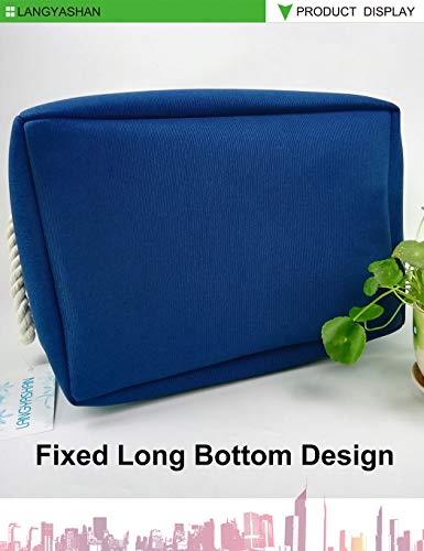 Image of Rectangular Storage Basket Collapse Canvas Fabric Storage Bin with Handles for Organizing Home /Kitchen /Kids Toy /Office /Closet /Shelf Baskets (Navy Toys)