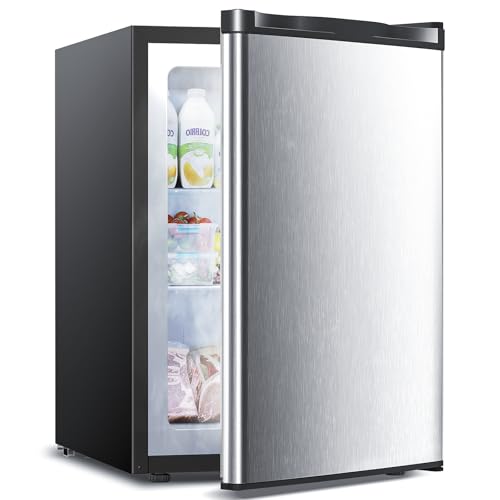 Electactic 3.0 Cu.ft Upright Freezer, Small Mini Freezer with Adjustable Thermostat, Removable Shelves, Reversible Single Door, for Bedroom/Home/Dorms/Apartment (Silver)