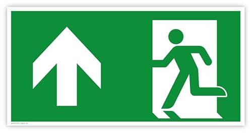 Notausgang Fluchtweg Rettungsweg „Pfeil“ Schild Folie Variante wählbar | 30 x 15 cm Made in Germany, Größen Name: Notausgang Pfeil geradeaus | 30 x 15 cm