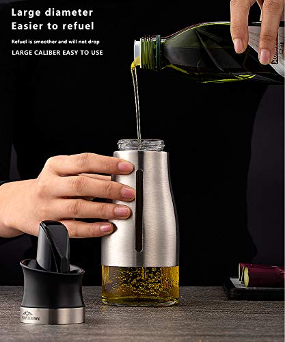 Purplecrown Auto Flip Olive Oil Dispenser Bottle With Stainless Steel Cover For Kitchen,300Ml Oil And Vinegar Bottle #TOP1