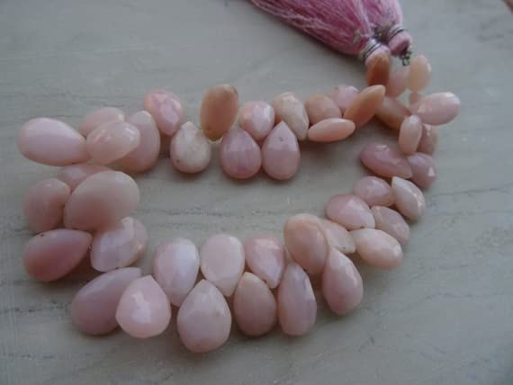 Opaline rose naturelle du Pérou 17 briolettes LKBEADS pour haute joaillerie