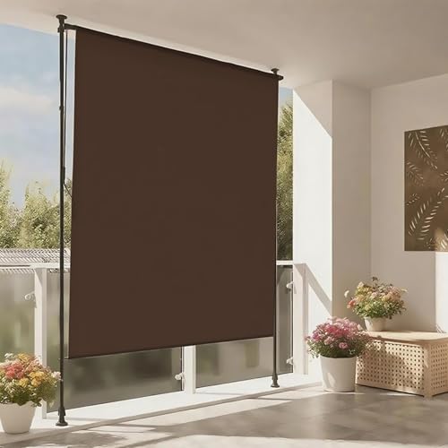MOTOR Toldo Vertical Exterior sin Taladrar, 150/200 x 270 cm, con Manivela, Altura Ajustable de 215-310 cm, Protección Solar y Visual, Resistente al Agua y al Viento para Balcón, Terraza y Jardín(Gray