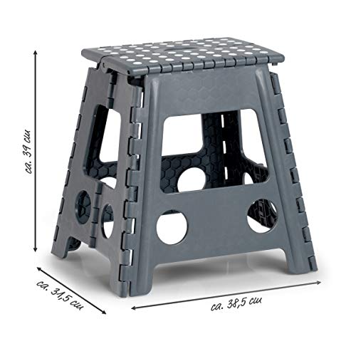 Zeller 13037 Premium Klapphocker faltbar, Kunststoff, anthrazit, TÜV geprüft, belastbar bis 150 kg, ca. 38,5 x 31,5 x 39 cm