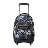 TOTTO - Mochila Escolar con Ruedas, Modelo Renglones, Capacidad 26,21 Litros, Bolsillo para PC 15,4', Bolsillo Botella, Correas en S para Mayor Comodidad, Resistente, Estampado Verat Soccer