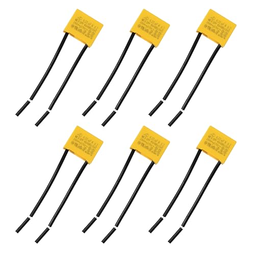 leruiyezs 6pcs Condensadores De Seguridad 0,22µF 275V X2 En Polipropileno Para Reducción De Interferencias Y Mejora De Estabilidad,Condensador Para Led Luz Residual Con Paso P 50mm Para Lámparas