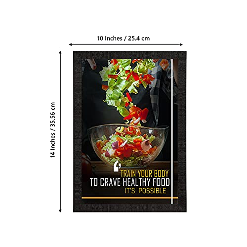 Image of eCraftIndia Train Your Body to Crave Healthy Food, Its Possible Motivational Quote Satin Matt Texture UV Art Painting