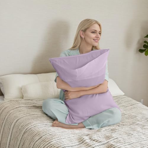 Image of TELUS Pillow Cases Queen Size 2 Pack, Bamboo Rayon Cooling Pillowcases with Envelope Closure, Cool Breathable Pillow Case for Hot Sleepers & Night Sweats, 20x30 inch, Purple
