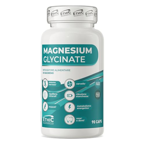 Ethicsport - Magnesium Glycinate - Confezione Da 90 Cps - Magnesio In Forma Organica Con Eccellente Tollerabilità, Adatta Anche Per Assunzioni Prolung
