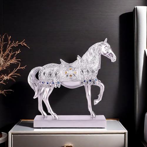 Estatua de Caballo Feng Shui Plateada para Decoración miniatura 5