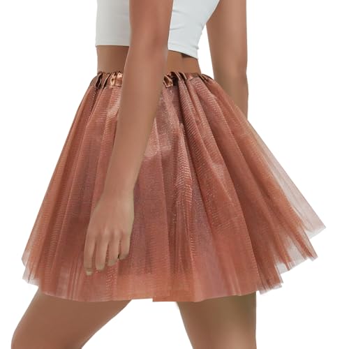 Women's 5-Layer Tulle Tutu Skirt, Adult Dance Ballet Tulle Dress,Teens Halloween Cosplay Running Tutu