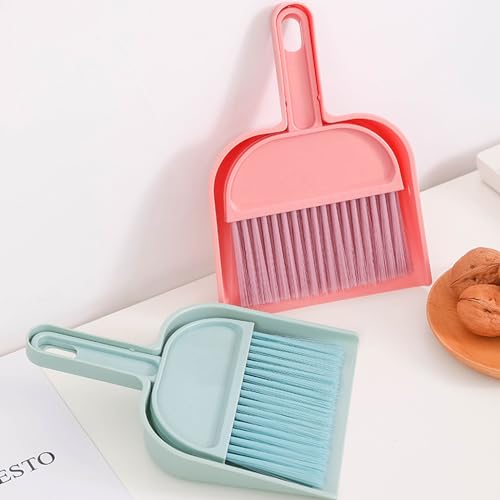 4 Stück Mini Besen, Kehrschaufel und Besen Set, Handbesen mit Schaufel Tragbare Tischplatte Kehrschaufel Halbkreis Kehrschaufel Set für Büro Küche