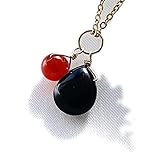 [ブルーコーン] パワーストーン ペンダント 14KGF モリオン黒水晶 ＆ ２０種類の天然石 ツインペンダント 品 最強の魔除け 誕生石 幸運 開運 運勢ＵＰ 14KGF使用 レディース メンズ ギフト プレゼント １４KGF使用４０cmあずきチェーン付 (カーネリアン)