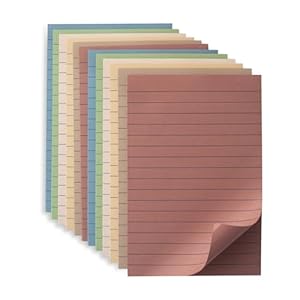 (12 Pack) Lined Sticky Notes 4×6 in Ruled Stickies Super Sticking Power Memo Pads Vintage Colors