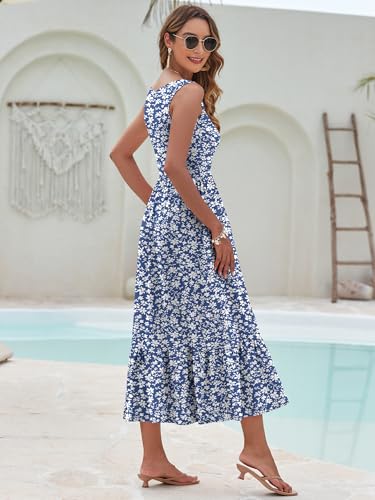 AUSELILY Womens Maxi Dress 2025 Sleeveless Summer Dresses V Neck Casual Tiered Sundresses with Pockets3