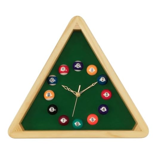 Lumuasky Billiards Wall Clock - 14Inch Triangle Pool Table Cool Wall Clocks with Solid Wood Frame,Great for Billiards Room,Pool Room,Game Room,Bar