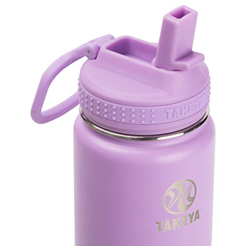 Image of Takeya 18 oz Actives Stainless Steel Water Bottle with Straw Lid - Leakproof, Double-Wall Insulated, Keeps Drinks Cold 24 hrs /Hot 12 hrs, BPA-Free, Powder-Coated, Gym & Travel, Lilac