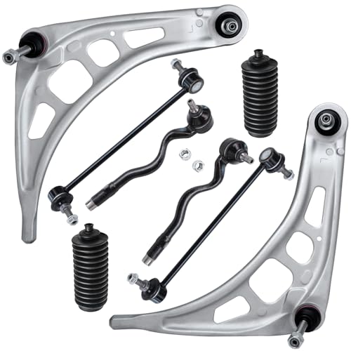 Image of Detroit Axle - 8pc Front End Kit for BMW 323Ci 323i 325Ci 325i 328Ci 328i 330Ci 330i Z4, 2 Lower Control Arms with Ball Joint 2 Outer Tie Rods 2 Sway Bar Links 2 Boots Replacement