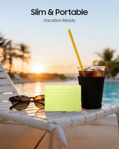 Image of FINTIE Slim Minimalist Front Pocket Wallet, RFID Blocking Credit Card Holder Card Cases with ID Window for Men Women (Citrus)