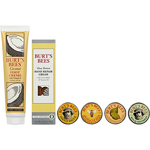 Burt's Bees Classics Gift Set, 6 Products in Giftable Tin – Cuticle Cream, Hand Salve, Lip Balm, Res-Q Ointment, Hand Repair Cream and Foot Cream