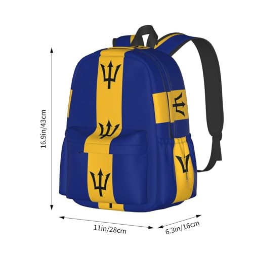 Barbados Flag Laptop Commuter Backpack Shoulder Bag Casual Back Pack Daypack Bags With Side Pockets For Work Travel Daily Use4