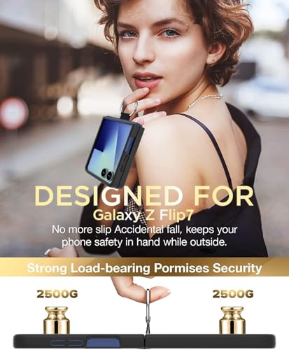 Image of Scalebee Back Cover for Samsung Galaxy Z Flip 7 / Flip7 5G Ultra Thin Slim Protective Case Cover with Metal Ring (Black)