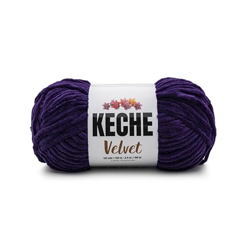 Image of Keche Velvet Yarn for Crocheting, Soft Chenille Bulky Baby Blanket Amigurumi Yarn 100 gr (132 yds) - Purple