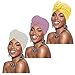 Zoestar Boho, turbantes africanos preatados con nudo gorro, gorro, gorras, turbante para dormir para mujeres y niñas (paquete de 3) (morado claro, beige, amarillo)
