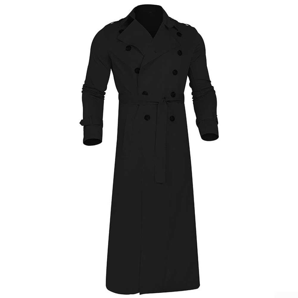 Trench-coat long d'hiver tendance pour homme - Veste parka ample pour les fêtes et les affaires (M Noir)