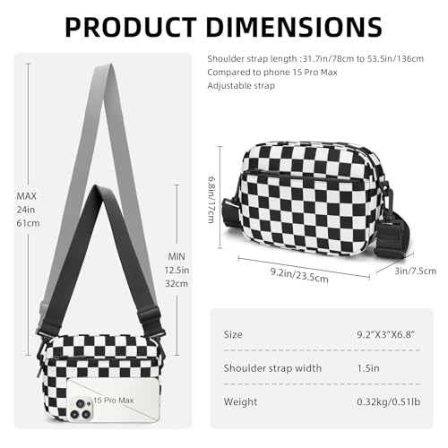 Checkered Crossbody Bag for Women Small Cute Purses Trendy Shoulder Handbags Wide Strap3