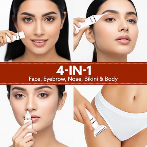 Image of AGARO Female Multi Trimmer 3117 - Facial Hair Removal Machine, Bikini Trimmer, Eyebrow & Nose Hair Trimmer Painless body hair trimming. Type-C charging, up to 90 minutes runtime,White.