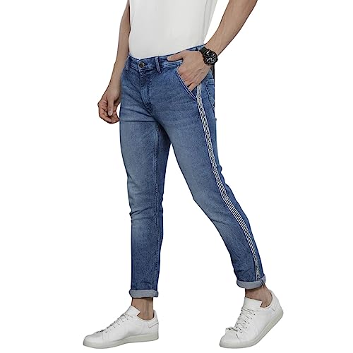 Image of The Indian Garage Co Men Slim Fit Solid Mid-Rise Stretchable Jeans