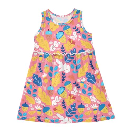 KLL Acorns with Decorative Trees Baby Girls Playwear Dresses Fashion Jumper Skirt Summer Sleeveless