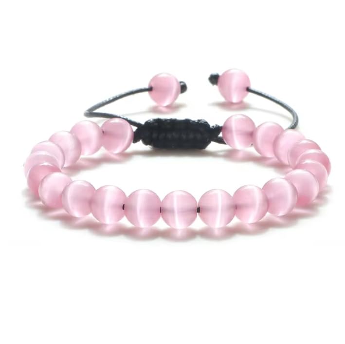 YCTTKDD Bracciale con Perline in Pietra Occhio di Tigre da 8 mm Braccialetti con Corda Intrecciata Regolabile Bracciali con Lava Naturale per Uomo e Donna