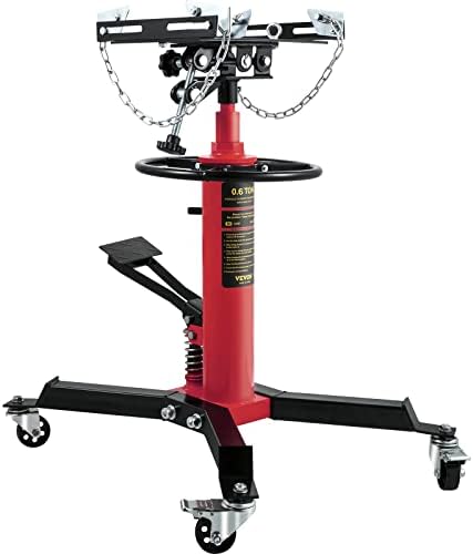 VEVOR Transmission Jack,3/5 Ton/1322 lbs Capacity Hydraulic Telescopic Transmission Jack, 2-Stage Floor Jack Stand with Foot Pedal, 360° Swivel Wheel, Garage/ Shop Lift Hoist, Red