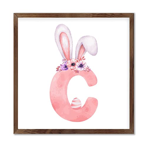 WengBeauty Custom Pink Rabbit Letter C Sign Last Name Initial Sign Distressed Framed Wood Sign Personalised Letter Wood Sign Home Warming Gift Girl Room Decor 7