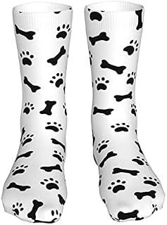 456 Running Socks Dog Paw Print Bones Work Socks Funky Sports Socks Unisex Walking Socks For Outdoor Walking Women,40Cm