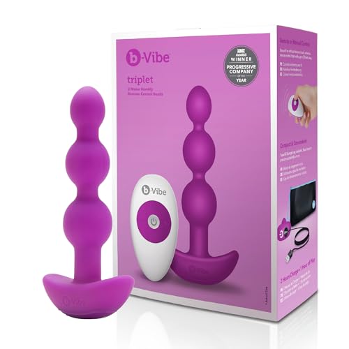 b-Vibe Triplet Anal Beads - Vibrating Silicone Remote Control Anal Plug, Sex Toys for Adults - Pink