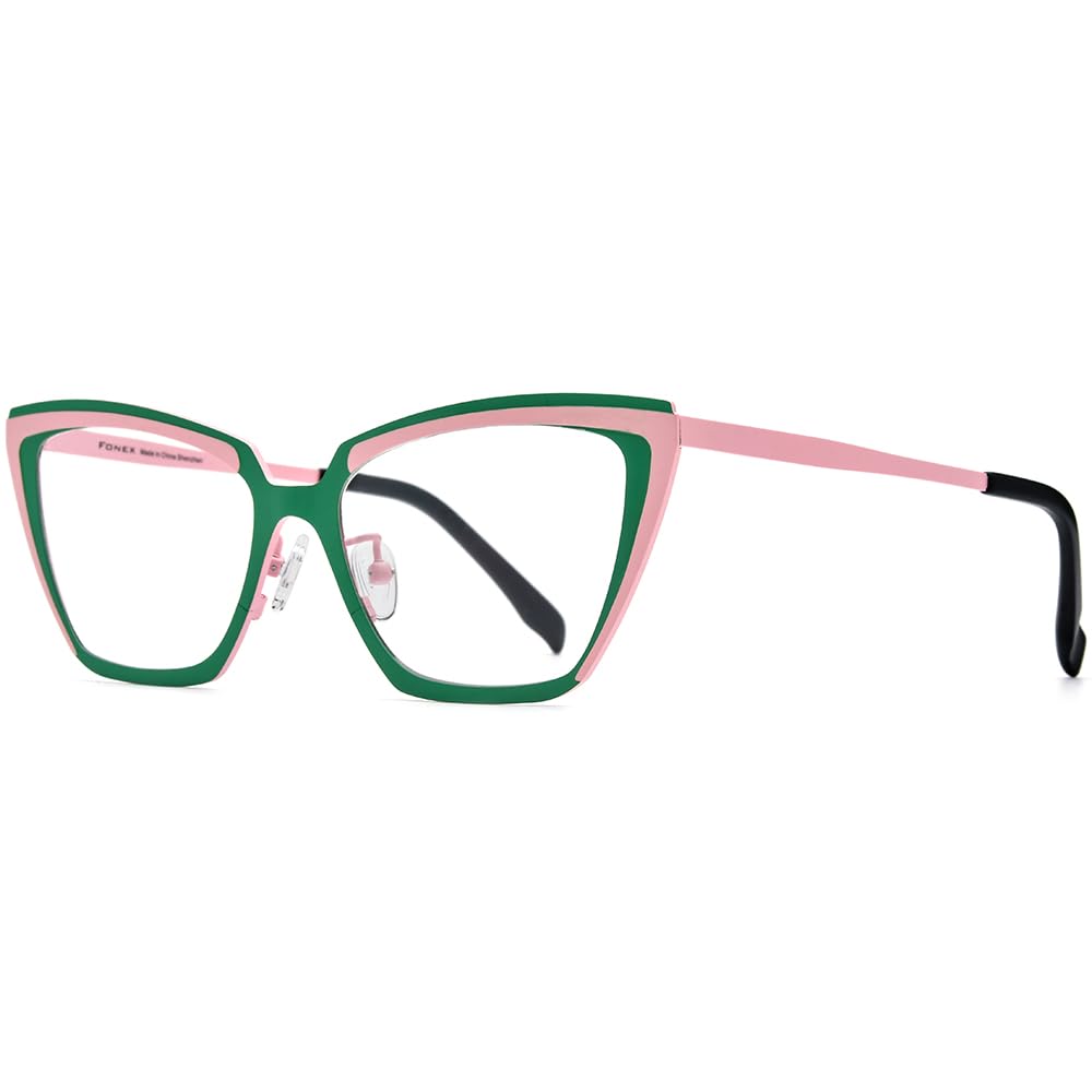 FONEX Colorful Pure Titanium Glasses Frame Women Retro Round Eyeglasses