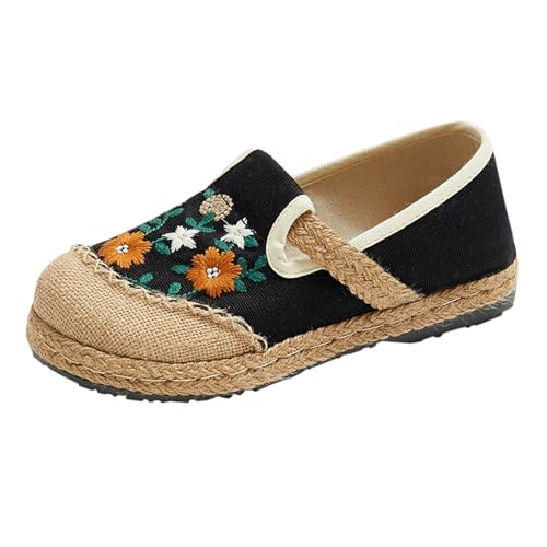 Chaussures habillées en lin pour femme style mocassins bas