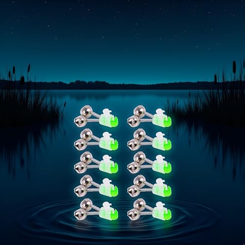 10 Pcs Green Fishing Rod Bells Double Bell Galvanized Fish Bite Alarm Portable Reusable Bite Indicator for Night Fishing Bite Indicators（1.89 Inch ）