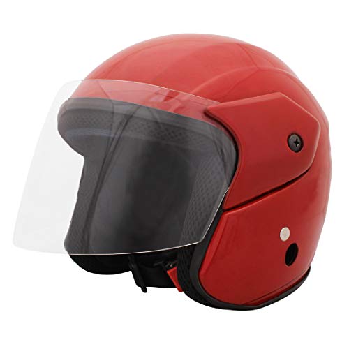Image of Deltz Ranger Plus (ISI Certified) Open Face Helmet (Red Glossy) (Medium)
