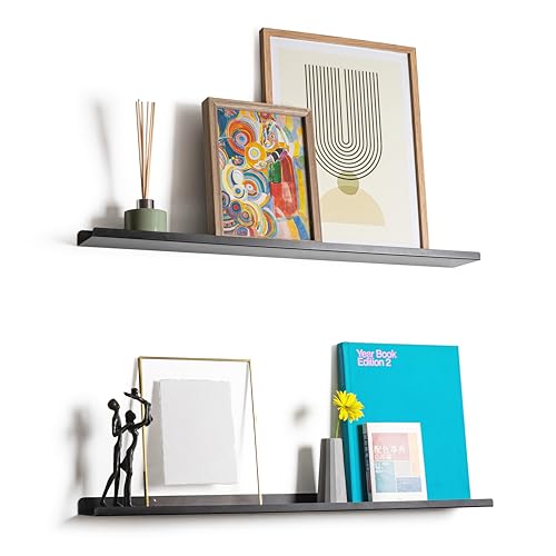 etterr | Balda Metálica para Cuadros 73 cm Flotante • Repisa Invisible para Marcos de Fotos, Láminas y Libros • Estantería Estrecha • Estante de Pared Galería en Salón Cocina Baño y Recibidor Pasillo