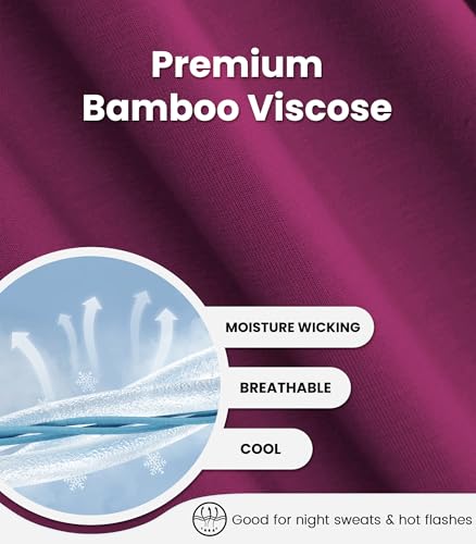Image of NACHILA Bamboo Viscose Nightgown for Women Short Sleeve Crew Neck Sleepwear
