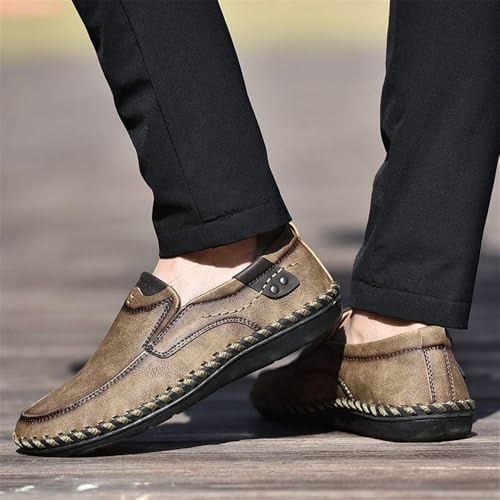 Men Vintage Cowhide Loafers Summer Casual Walking Shoes Fashionable Boat Moccasins Leisure Comfortable Chic New Driving Footwear3