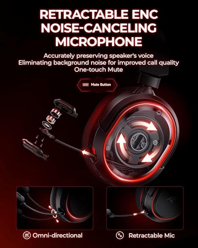 Image of Wireless Gaming Headset, 7.1 Surround Sound, 2.4Ghz USB Gaming Headphones Bluetooth 5.4, 100-Hr Noise Canceling Mic RGB Light, Wireless Headset for PC PS5 PS4 Mac Switch, ONLY Wired Mode Suit for Xbox