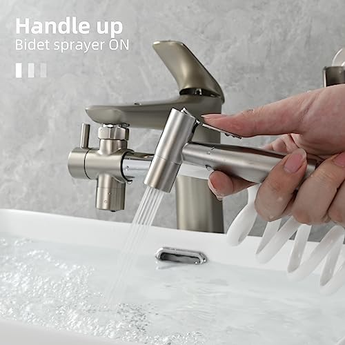 Tecmolog Sink Diverter Brass Faucet Diverter Valve 22mm 3 Way Faucet Splitter for Bathroom and Kitchen Faucet Brushed Nickel, SBA021CNA - Image 4